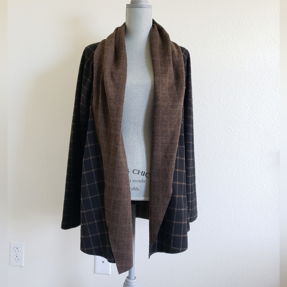 Anthropologie Sanctuary Windowpane Plaid Wrap Sweater Cardigan size Small - Picture 4 of 14